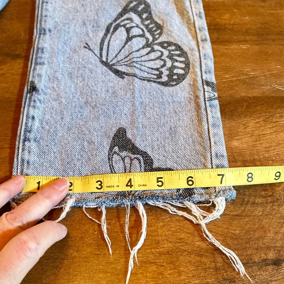 PacSun High Rise Straight Jean with butterflies raw hem twee - Picture 15 of 15